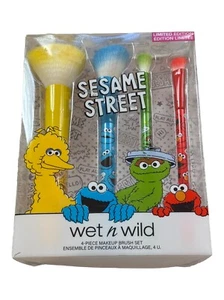 Sesame Street Makeup Brush Set Wet N Wild 4 Piece Limited Edition - Picture 1 of 6