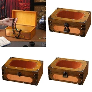 Vintage Wooden Treasures Chest with Lock Antique Keepsakes Jewelry Storage Box - Bild 1 von 11