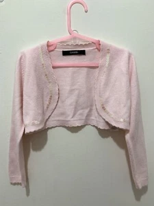 Lovely Girls Pink Sequin Detail Knitted Style Cropped Occasion Cardigan 3-4yrs💗 - Picture 1 of 8