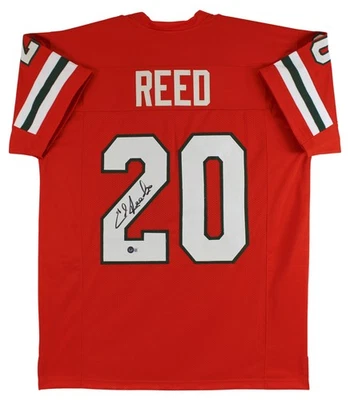 Camiseta Ed Reed Auténtica Firmada Naranja Estilo Profesional Autografiada BAS Testigo Foto 1 de 3