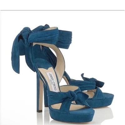 Sandalias de plataforma Jimmy Choo Vixen 130 - Azul medianoche - Talla 38 EU Foto 1 de 4