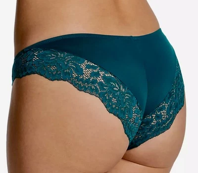Panty tanga MAIDENFORM Comfort Devotion verde azulado dorado con ribete de encaje transparente para mujer talla 2XL Foto 1 de 4