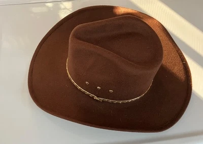 Sombrero de Vaquero Western Express Marrón con Borde Dorado Talla 7... Foto 1 de 4