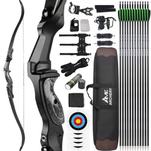 ILF 60 Zoll Bogenschießen Recurve Bogen Carbonpfeil Set 30-60lbs Sportbogen Jagd - Picture 1 of 24