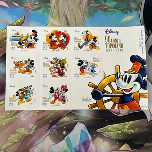 Foglio Pieno 8 FRANCOBOLLI 90 Anni Topolino Disney 1928-2018 Edizioni Limitata - Foto 1 di 9