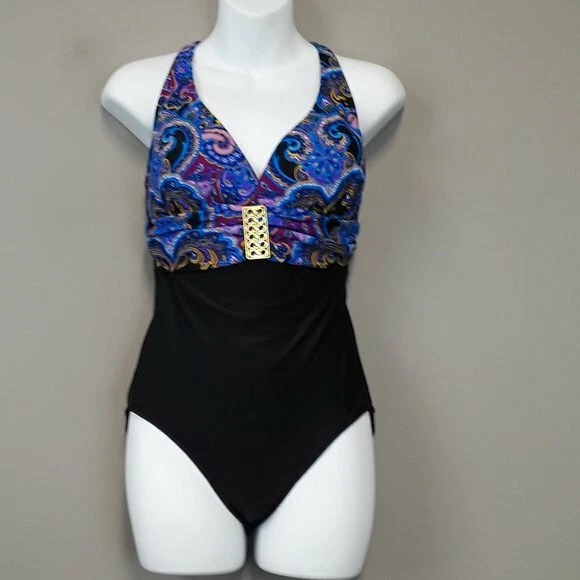 Traje de baño Catalina estampado cachemir de una pieza talla S espalda cruzada sujetador incorporado Foto 1 de 4