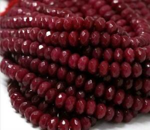 Genuine Natural Faceted Brazil Red Ruby Gemstone Rondelle Loose Beads 4/6/8/10mm