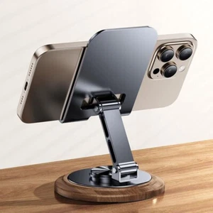 Walnut and Metal Combination Phone Stand with Full Rotation Functionality - Picture 1 of 8