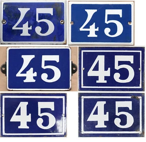 Old blue enamel French house number 45 door gate wall plate - thousands in stock - Picture 1 of 7