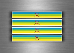 4x Autocollant sticker voiture moto stripes drapeau tuning kabylie berberes - Picture 1 of 1