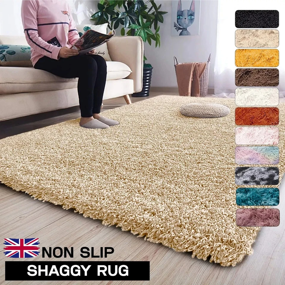 Thick Shaggy Large Rugs Non Slip Hallway Runner Rug Living Room Carpet Soft Pile - Image 1 of 1
