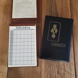 Vintage Canasta Score Block Lot Ersatz Blätter Kunstleder Etui - Bild 1 von 11