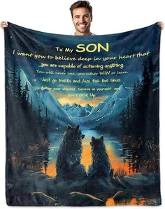 Gifts for Son, To My Son Gifts Blanket from Mom/Dad 60*50, Happy Birthday Gif... - Picture 1 of 2