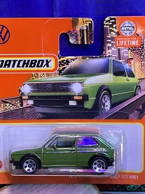 Tarjeta corta Matchbox 1976 Volkswagen Golf GTI MKI verde fundido a presión sellada usada casi nueva Foto 1 de 4