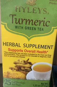 Té de cúrcuma Hyleys con 25 bolsas de té verde apoya la salud general vencimiento 7/2025 - Imagen 1 de 1