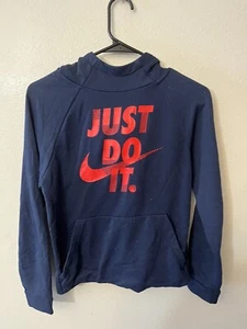 Nike Sweater Boys Pullover Hoodie Just Do It Logo Blue Size Large - Picture 1 of 4