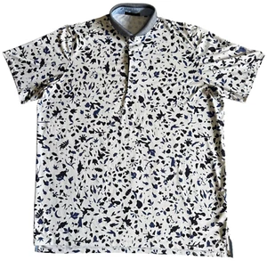 Greyson XXL Men's Golf Polo Shirt White with Navy Blue Leaf Pattern - Picture 1 of 4
