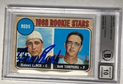 1968 Topps JOHNNY BENCH #247 BGS/BAS 10 Auto Autograph Rookie RC Signed Reds HOF - Image 1 of 4