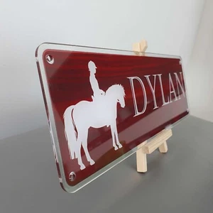 Dark Wood design personalised Horse Name Plaque/ sign / nameplate pony name sign - Picture 1 of 11