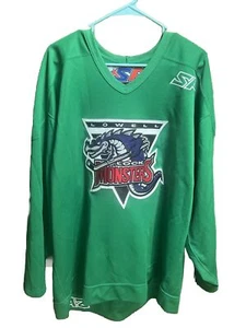 Autentica maglia da hockey vintage SP AHL Lowell Lock Monsters verde #19 taglia 56 - Foto 1 di 14