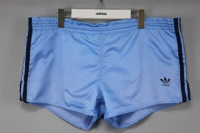 ADIDAS Vintage 70s West Germany Blue nylon Used Sprinter Retro Shorts Sz L / D6 - Image 1 of 4