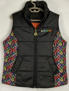 Coogi Womens Spell Out Puffer Vest Jacket Large L Full Zip Polyester Quilted EUC - Picture 1 of 10