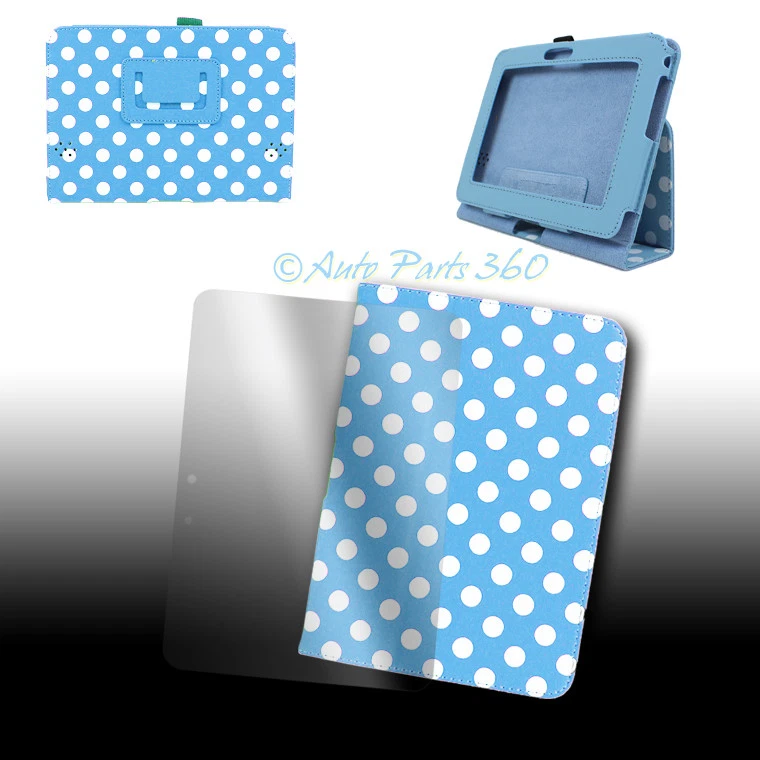 CASE COVER+SCREEN PROTECTOR STAND POUCH PU BLUE DOT FOR AMAZON KINDLE FIRE HD 7" - Image 1 of 1