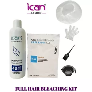 Full hair bleaching kit Cream Peroxide 250ml  VOL 40  + Blue Bleach 80g - Picture 1 of 1