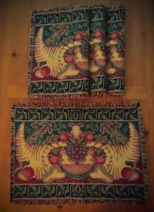 Placemats 4 Tapestry Fringe Dining Kitchen Fall Thanksgiving Cornucopia 19”X14” - Picture 1 of 5