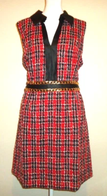 VENUS Women's Collared Tweed Dress Mini - Red Black Size-16/48 #F - Image 1 of 4