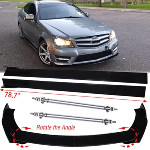 Front Bumper Lip Splitter /Strut Rods /Side Skirt For Mercedes-Benz C250 C63 AMG - Picture 1 of 14