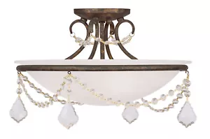 Livex Lighting 3-Light Ceiling Mount, Venetian Golden Bronze, Alabaster Glass - Picture 1 of 1