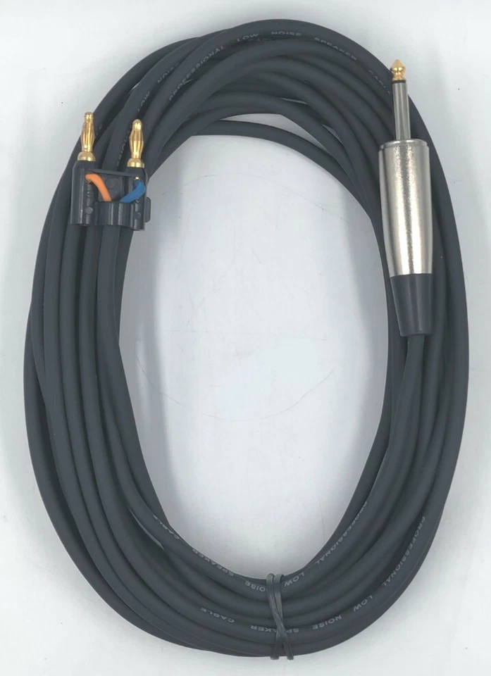 Cable de altavoz de 25 pies 1/4" TS a doble enchufe banana profesional bajo ruido 16 GA 16 AWG NOS Foto 1 de 4