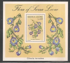Sierra Leona #781 (A114) en estado bastante bueno MNH S/S - 1986 40 le Clitoria Ternatea Flor - Imagen 1 de 1