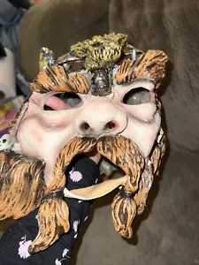 Halloween Full Face Latex Mask - Viking Warrior Dwarf Dragon Helmet Disguise EUC - Picture 1 of 3