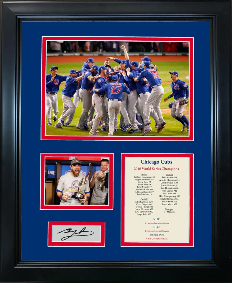 Framed Chicago Cubs 2016 WS Champions Facsimile Engraved Auto 12"x15" Photo - Image 1 of 1