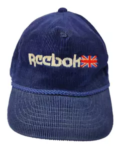 Corduroy Reebok Strapback Hat w/ Rope Band Blue Embroidered Vintage OSFA - Picture 1 of 7