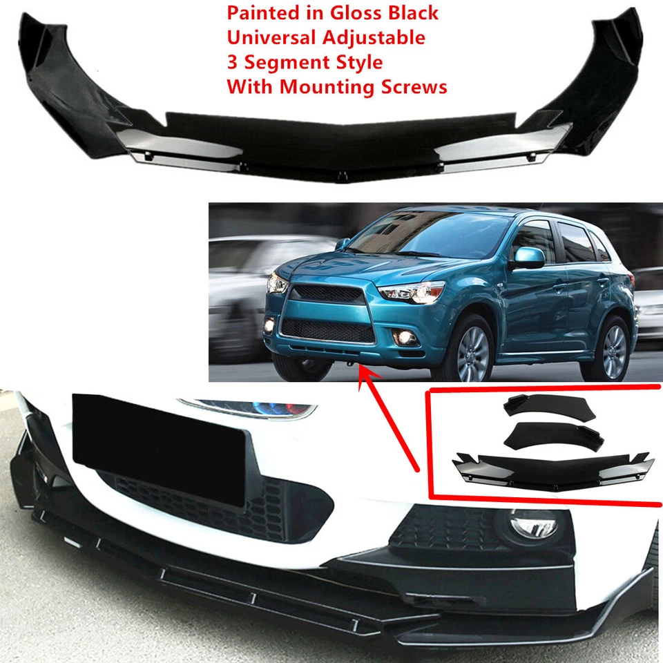 Add-on Universal Fit For Mitsubishi Outlander Sport 2011 2012 Front Lip Splitter - Image 1 of 4