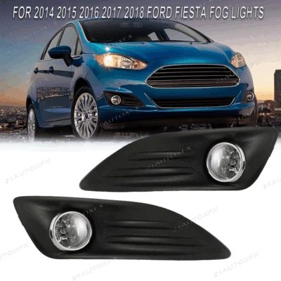 For 2014 2015 2016 2017 2018 Ford Fiesta Fog Lights Bumper Lamps Kit Clear Lens - Image 1 of 4