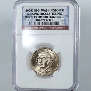 2007 George Washington $1 NGC Certified Missing Edge Lettering Mint Error BU - Picture 1 of 2