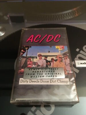 AC/DC "DIRTY DEEDS DONE DIRT CHEAP" CASSETTE TAPE - USA MADE - Sealed Hype - Image 1 of 4