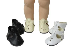 T-Strap Doll Shoe w/ Cutout 2" X 1" White, Cream, Black fits P-90 Toni - Picture 1 of 5