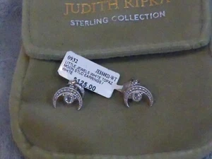 Pendientes de tachuelas Judith Ripka Little Jeweles topacio blanco luna creciente nuevos con etiquetas $125 - Imagen 1 de 2