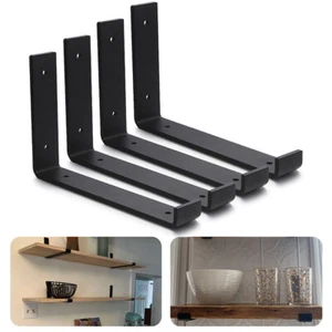 4 Heavy Duty Black Iron 6" x 7" Countertop Support Brackets L Shape Mantel Shelf - Picture 1 of 6