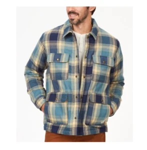 NWT Marmot Ridgefield Plaid Faux-Sherpa Flannel Shirt Jacket - Moon River - Picture 1 of 4
