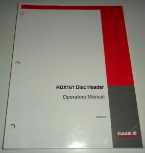 Case IH RDX161 Disc Header Operators Maintenance Troubleshooting Manual Original