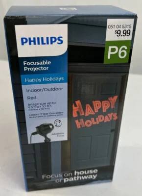 New Philips Happy Holidays Halloween Christmas Red Focusable Projector Light P6 - Image 1 of 4