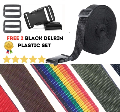 Polypropylene Webbing Strap/Tape 20mm,25mm,40mm,50mm Popular Colours (UK Made)