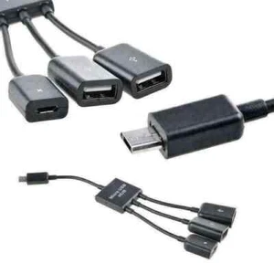 Cavo Adattatore Micro USB 3 in 1 HUB MASCHIO A FEMMINA e Doppio USB 2.0 Host OTG - Foto 1 di 7