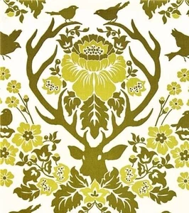 1/2 yard OOP Birch Farm Antler Damask Sage by Joel Dewberry - Picture 1 of 3
